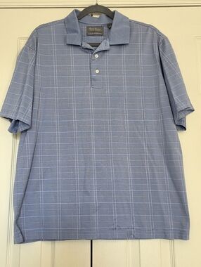 Daniel Cremieux Men's Light Blue Windowpane Polo Size L